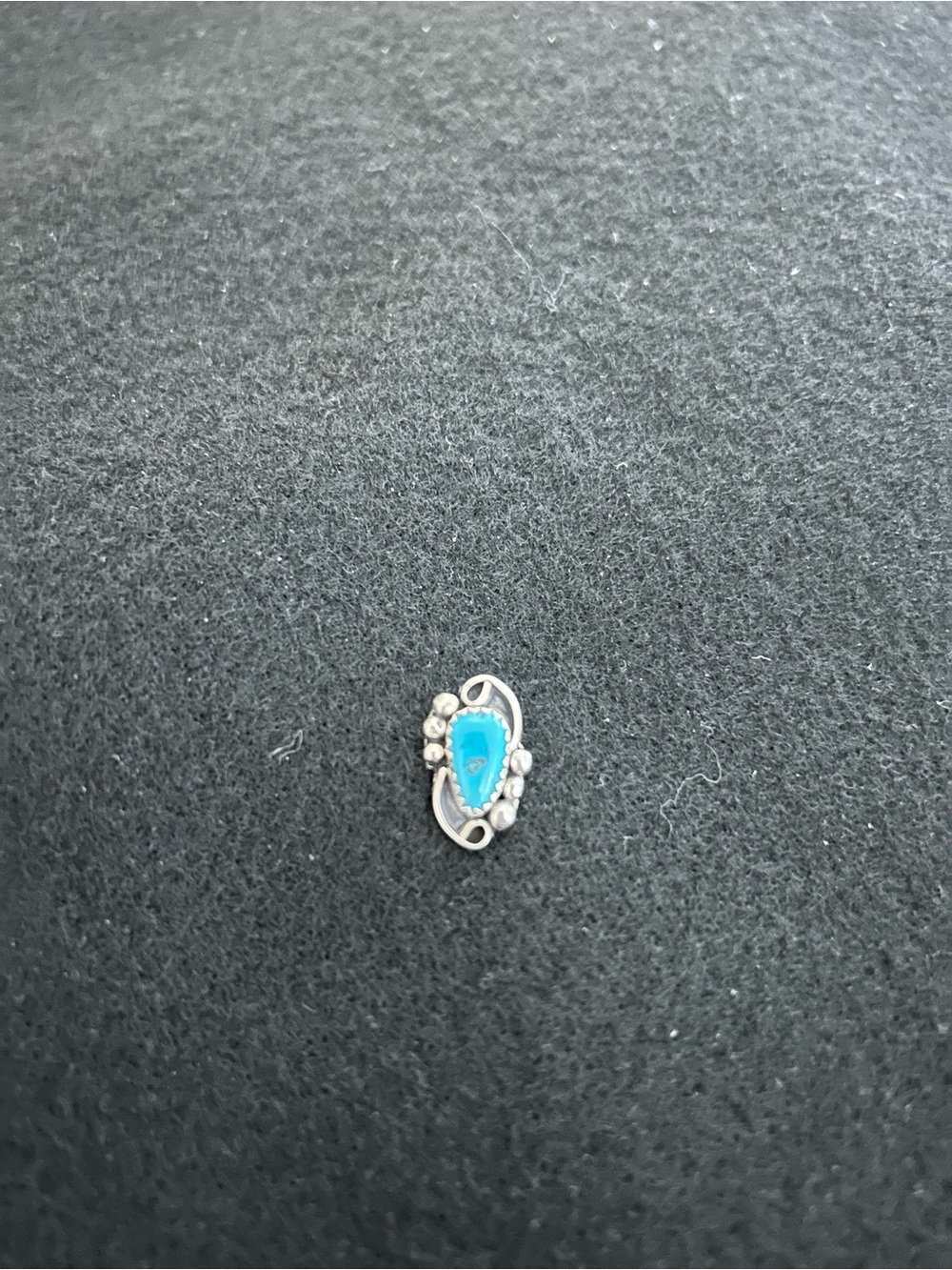 Tie tack pin.  Turquoise and Silver. Teardrop Accent Tie Tack Pin.